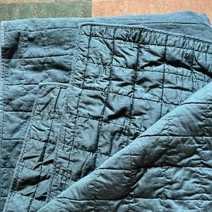 Dark Teal Blue Casaluna Heavyweight Linen Blend Quilt